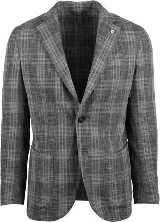 L.B.M. 1911 Grey Wool Cotton Polyamide Blazer Jacket