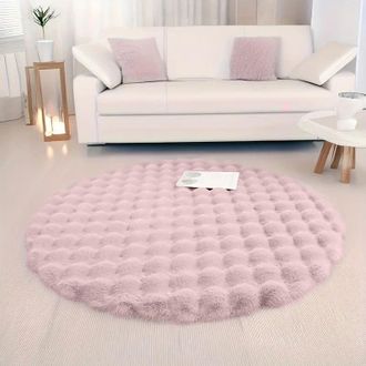 OEM Alfombra Redonda De Felpa Para Sala De Estar, Gruesa Para Uso Dom&eacute;stico, Sof&aacute;, Dormitorio, Alfombra De Mesita De Noche, 120 Cm De Di&aacute;metro (rosa)