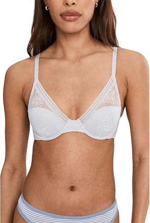 Natori Love Lace Full Coverage Plunge T-Shirt Bra Womens Bra Mink/Warm White : 34DDD, Elastane/Lace/Nylon