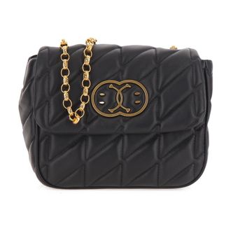 Moschino Cross Body Bags, female, Black, Size: ONE SIZE Quilted Double Smile Round Bag