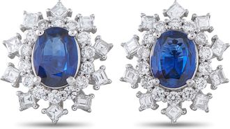 Luxury Bazaar Platinum 1.19ct Diamond and Sapphire Earrings MF22-0411026