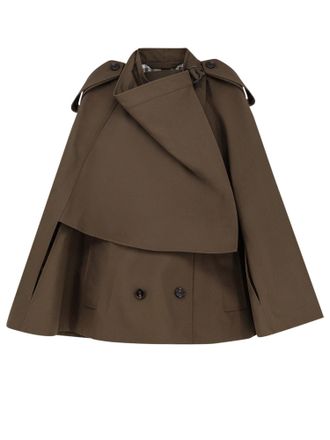 Burberry Cotton Cape With Traditional Check Lining-Donna