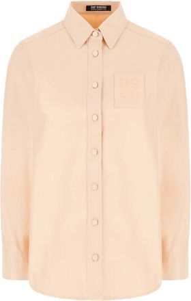 Raf Simons Logo-patch shirt met lange mouwen - Dames - Overhemden - Roze - M - Katoen - Overhemden
