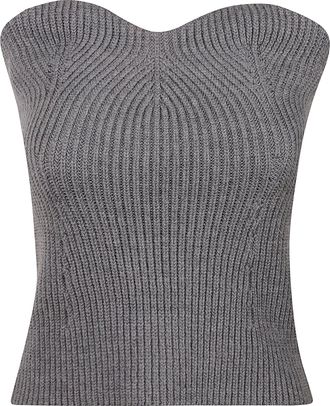 Jil Sander Ribbed Strapless Top with Curved Neckline