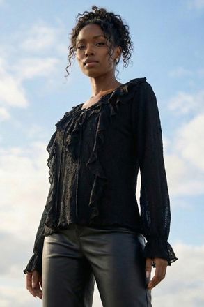 Roman Lace Ruffle Front Top