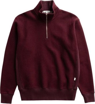 Norse Projects Flossli Half Zip Sweatshirt - Heren - Vesten met rits - Rood - L - Katoen - Hoodies & sweatvesten
