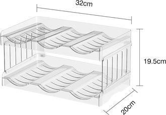 OEM 2 Cajas Apilables De Pl&aacute;stico Transparente - Capacidad Para 6 Botellas - Para Botellas De Agua, Vino O Agua - Cocina/nevera