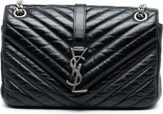 Saint Laurent 2015 Medium Crinkled Calfskin Punk Chain Bag shoulder bag - Black