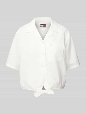 Tommy Jeans Relaxed Fit Hemdbluse aus Baumwoll-Leinen-Mix in Weiss, Gr&ouml;&szlig;e L