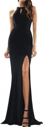 Colors Dress High Neck Gown In Black