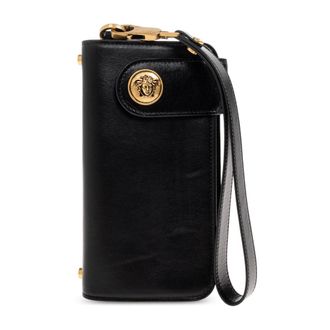 Versace Wallets & Cardholders, female, Black, Size: ONE SIZE Embl&egrave;me Long Leather Wallet
