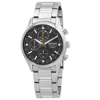 Seiko Dress Chronograph Quartz Black Dial Mens Watch SSB419P1