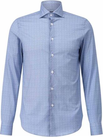 Fedeli Licht Katoenen Overhemd - Heren - Casual Overhemden - Blauw - M - Katoen - Overhemden