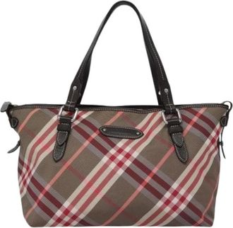 Burberry Pre-owned Tote Bags, female, Multicolor, Size: ONE SIZE Pre-owned Nova Check Blue Label Nylon Tote Bag