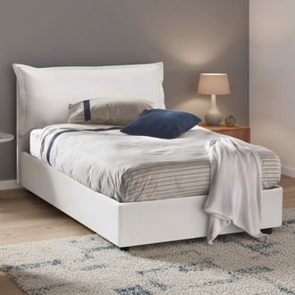 Dmora Dmora - Cama De Plaza Y Media Dbayey, Cama Contenedor Con Tapizado En Ecopiel, 100% Made In Italy, Apertura Frontal, Con Colch&oacute;n Cm 120x190 Incluido, 