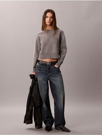 Calvin Klein Jeans Calvin Klein Womens Cotton Wool Raglan Sweater - Grey - XL