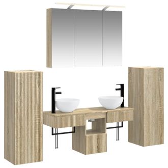 vidaXL Juego De Muebles De Ba&ntilde;o 6 Pcs Roble Sonoma Vidaxl