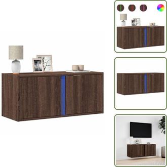 vidaXL Armadio salvaspazio - vidaXL Mobile TV a Parete con Luci LED Rovere Marrone 80x31x35 cm - Armadio con ante