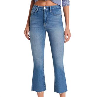 Frame Denim Womens Le Super High Crop Mini Boot Raw Hem Jeans In Deepwater