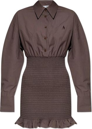 The Attico Korsetjurk met ruches - Dames - Shirt Kleedjes - Bruin - XS - Katoen - Kleedjes