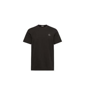 Moncler Moncler Double Leather Logo Cotton T-shirt, Men, Black, Size: 3xl