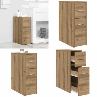 vidaXL Mobile da Bagno Stretto con Ruote Rovere Artigianale Truciolato - Mobile da bagno - Armadio da bagno