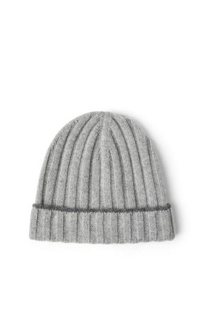 Brunello Cucinelli Cashmere rib knit beanie in Light Grey at Nordstrom, Size X-Large
