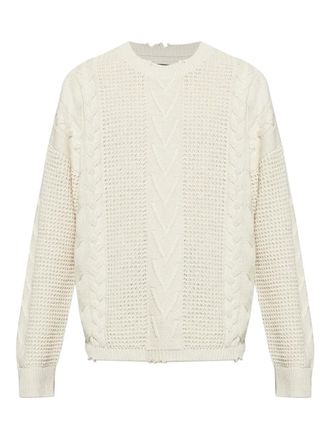 AllSaints Tenter frayed-detailing sweater - men - Wool/Organic Cotton - S - White