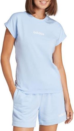 adidas Linear Logo Graphic T-Shirt in Glow Blue/White at Nordstrom Rack, Size X-Small