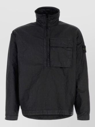 Stone Island nylon shirt high collar long sleeves pocket