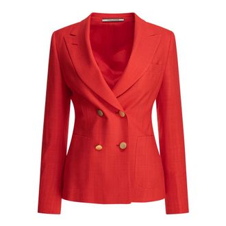 Tagliatore Jassen, Dames, Rood, M, Leer, Jcoral Double-Breasted Jacket