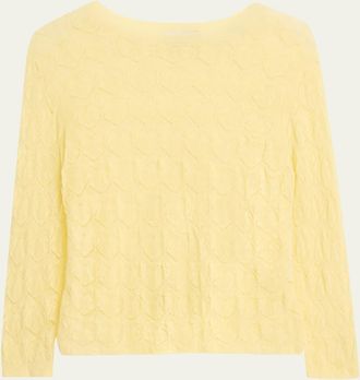 Vince Fine Lace 3/4-Sleeve Crewneck Top
