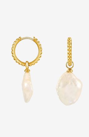 Dower & Hall Timeless Keshi Pearl Hoops in Yellow Gold Vermeil at Nordstrom