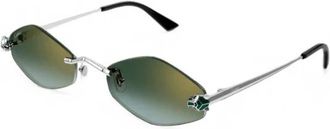 Cartier Geometrische Zonnebril - Dames - Zonnebrillen - Grijs - 55 MM - Accessoires