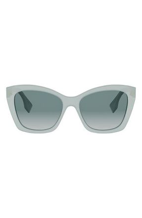 Fendi Lettering 55mm Gradient Square Sunglasses in Light Green /Gradient Green at Nordstrom