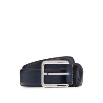 HUGO BOSS Mens Accessories 35mm Pin Buckle Leather Belt in Dark Blue - Size 110 cm