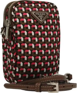Prada Pre-owned Cross Body Bags, female, Brown, Size: ONE SIZE Pre-owned Nylon Cross Body Bag