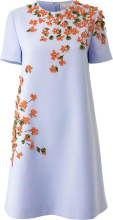 Carolina Herrera Abito corto con applicazione floreale - Blu