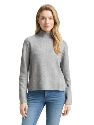Tom Tailor Strickpullover TOM TAILOR, Damen, Gr. XXL, medium silber grau melange, Strick, Obermaterial: 47% Polyester, 47% Viskose, 6% Polyamid, meliert, loose f