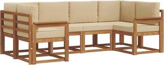 vidaXL Conjunto De Sof&aacute;s De Exterior 6 Uds. Natural Y Beige Vidaxl