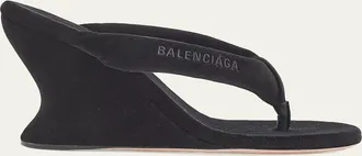 Balenciaga 90mm Gaeta Velvet Wedge Thong Sandals