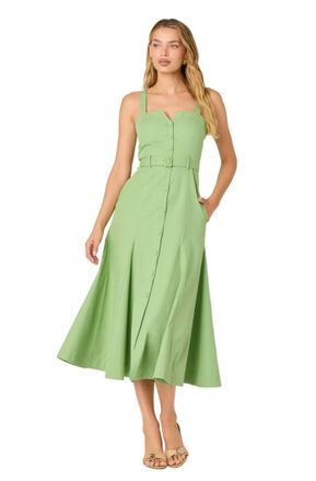 Astr Mckinley Flared Dress In Green
