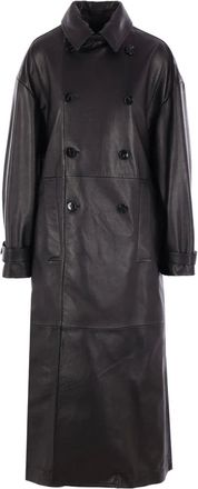 Ann Demeulemeester double-breasted leather coat - Black