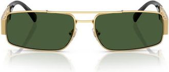 Versace 60mm Rectangular Sunglasses in Gold /Dark Green at Nordstrom