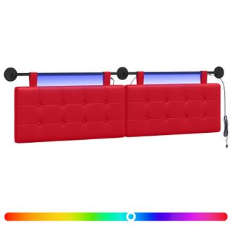 vidaXL Cabecero Colgante Con Luz Led Rojo Cuero Sint&eacute;tico Vidaxl