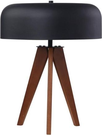 Vente-Unique Lampada da tavolo treppiede in legno di hevea e metallo D. 36 x H. 45 cm - Nero - PAVICO