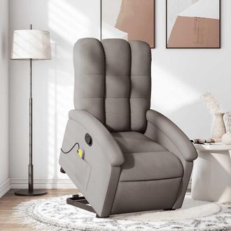 vidaXL Vidaxl - Sill&oacute;n Reclinable De Masaje Elevable Tela Gris Taup&eacute;