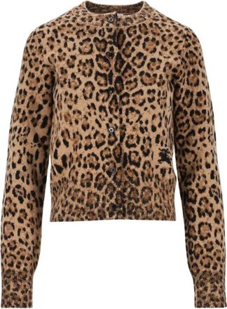 Burberry Leopard Jacquard Wol Kasjmier Vest - Dames - Vesten - Veelkleurig - L - Wol - Truien & Vesten