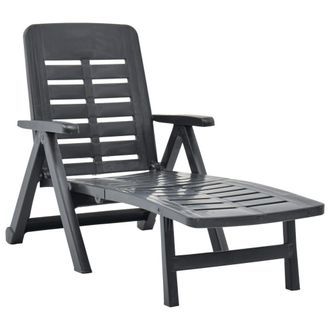 Berkfield Home Folding Sun Lounger Plastic Anthracite in Black
