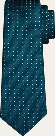 Kiton Mens Polka Dot Jacquard Silk Sevenfold Tie